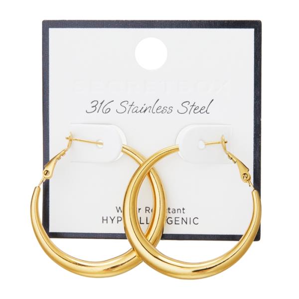 SECRET BOX STAINLESS STEEL PLAIN 35MM HOOP EARRING