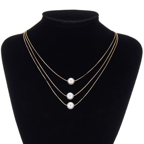 SECRET BOX STAINLESS STEEL PEARL LAYERED NECKLACE