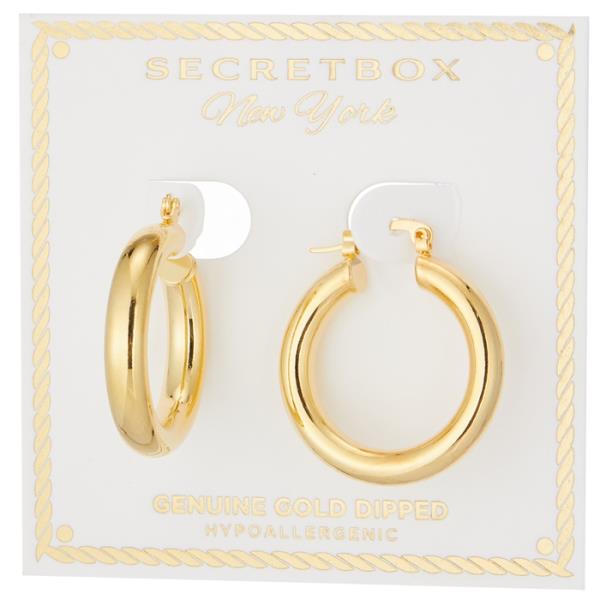GOLD DIPPED 30MM HOOP SILVER POST EARRING