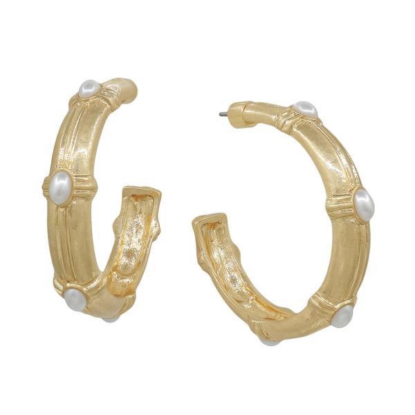 10MM METAL PEARL HOOP EARRING