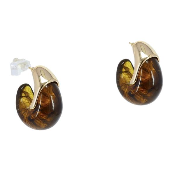 RESIN METAL HUGGIE HOOP EARRING
