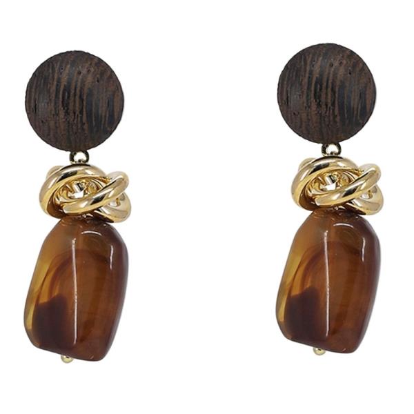 WOOD RESIN DROP EARRING