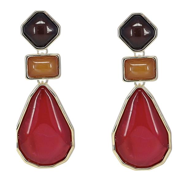 GEOMETRIC STONE DROP EARRING