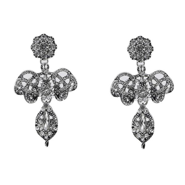 RHINESTONE BOW DROP EARRING