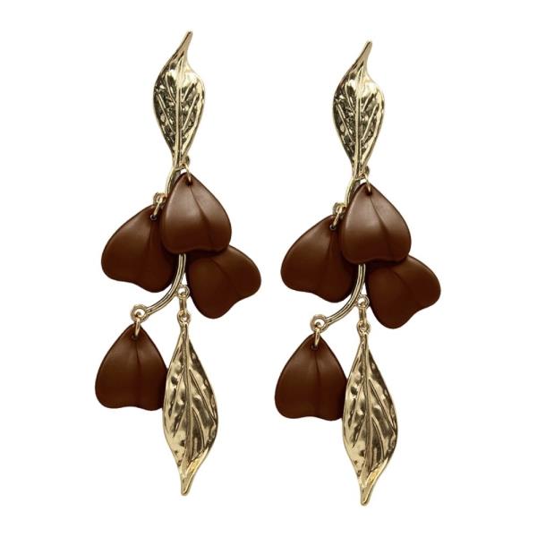 LEAF PETAL CLUSTER DANGLE EARRING
