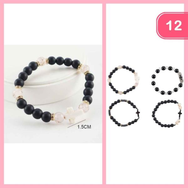 CROSS CHARM BEADED BRACELET (12 UNITS)