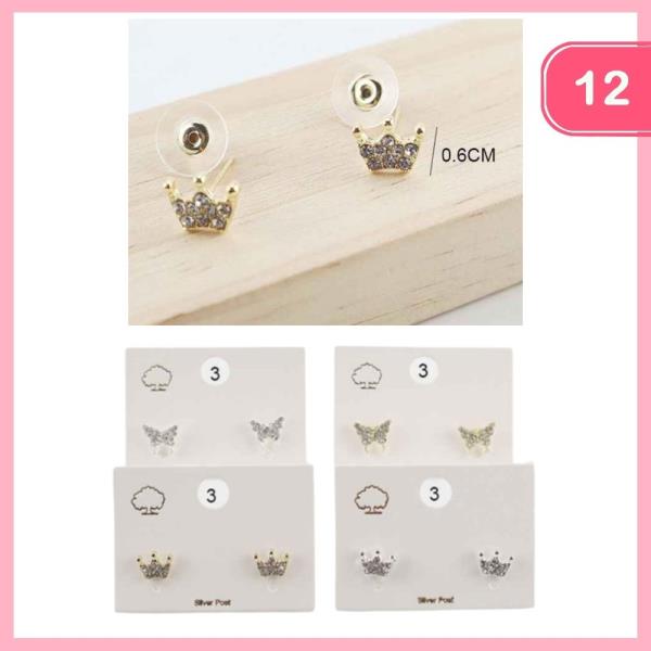 RHINESTONE CROW POST EARRING (12 UNITS)