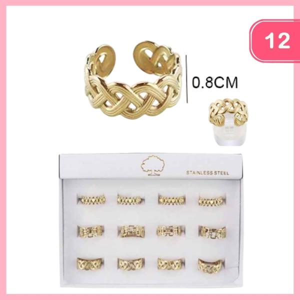 STAINLESS STEEL OPEN BRAIDED RING (12 UNITS)
