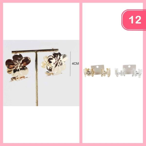 METAL FLOWER HOOP EARRING (12 UNITS)