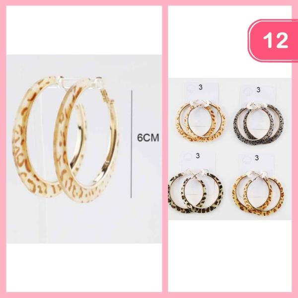LEOPARD PRINT HOOP EARRING (12 UNITS)