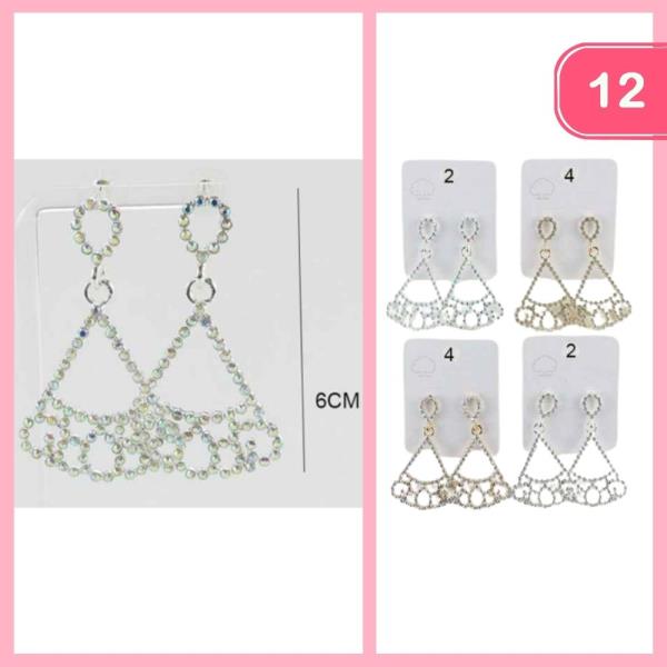 RHINESTONE DANGLE EARRING (12 UNITS)