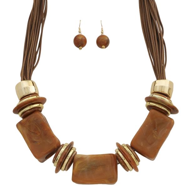 ABSTRACT METALLIC STATEMENT MULTI STRAND NECKLACE EARRING SET