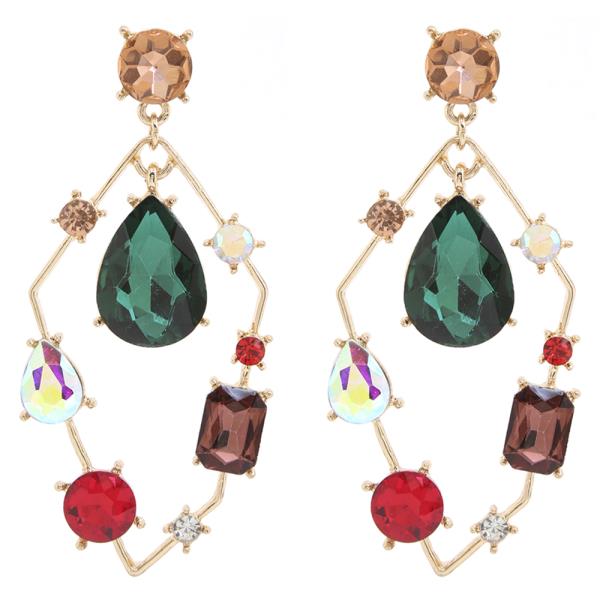 MIXED SPARKLING CRYSTAL GEMSTONE EARRING