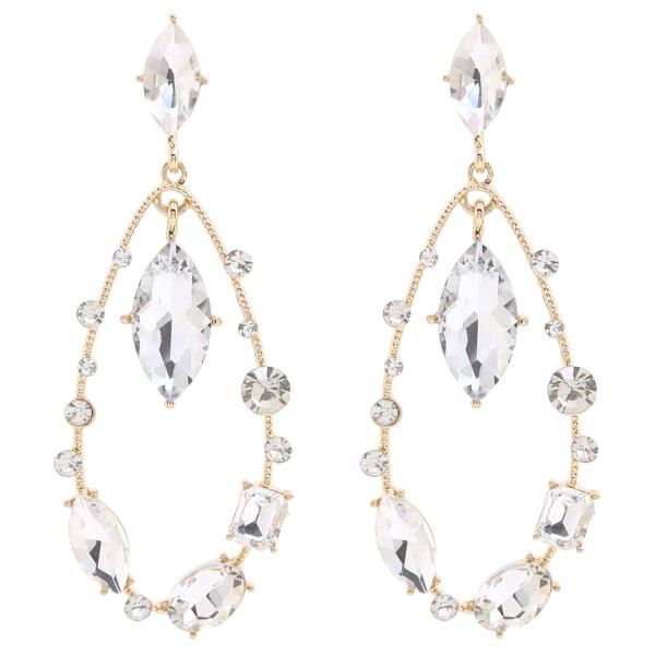CRYSTAL TEARDROP SHAPE DANGLING EARRING