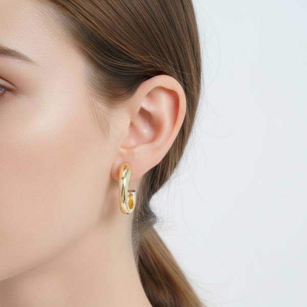 14K GOLD WHITE GOLD DIPPED TUBE HOOP EARRINGS