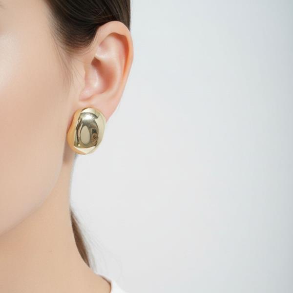 14K GOLD WHITE GOLD DIPPED SCULPTURAL STUDS