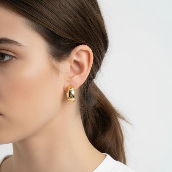 14K GOLD WHITE GOLD DIPPED WIDE HOOPS