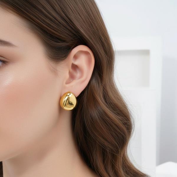 14K GOLD WHITE GOLD DIPPED ORGANIC DROP STUDS
