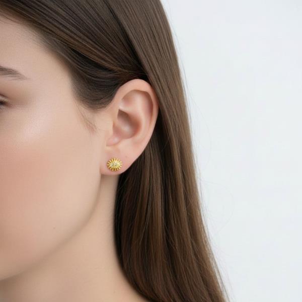 14K GOLD WHITE GOLD DIPPED PAVE EVIL EYE STUDS