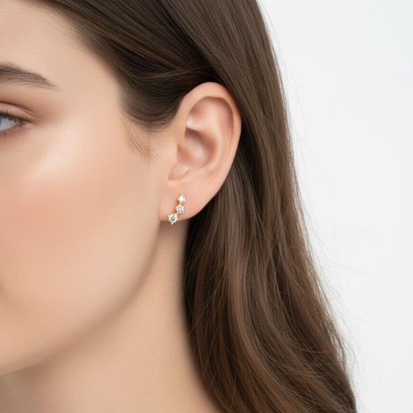 14K GOLD WHITE GOLD DIPPED GRADUATED CZ STUDS