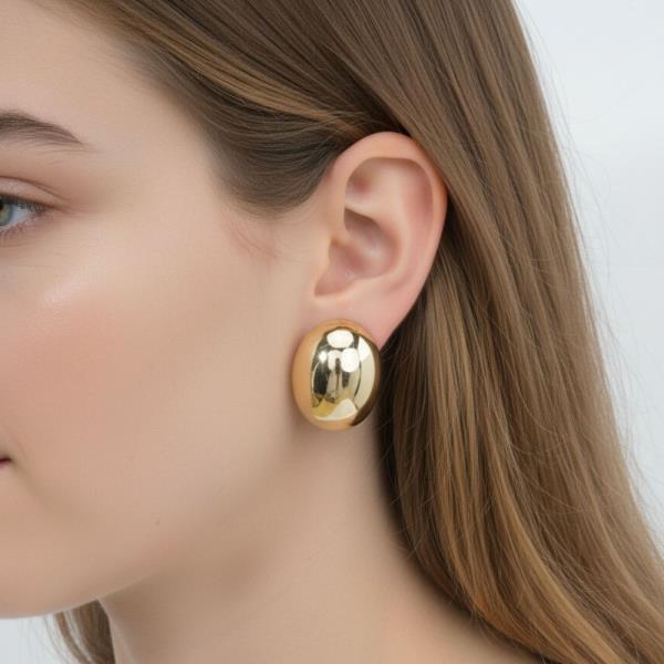 14K GOLD WHITE GOLD DIPPED CHUNKY OVAL STUDS