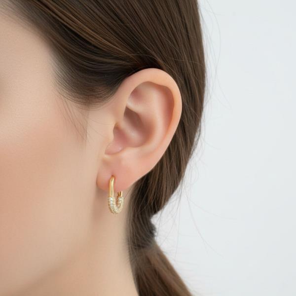 14K GOLD WHITE GOLD DIPPED CZ PAVE HUGGIES