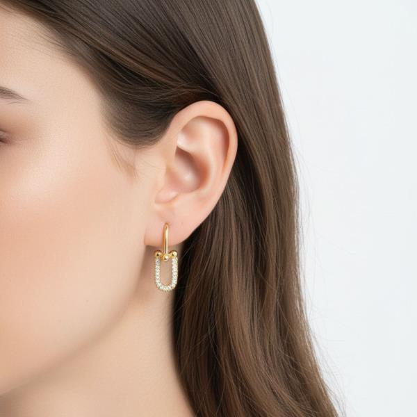 14K GOLD WHITE GOLD DIPPED OVAL LINK HUGGIES