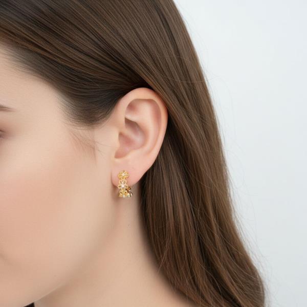 14K GOLD WHITE GOLD DIPPED FILIGREE CZ HUGGIES
