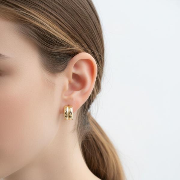 14K GOLD WHITE GOLD DIPPED TEXTURED HUGGIES