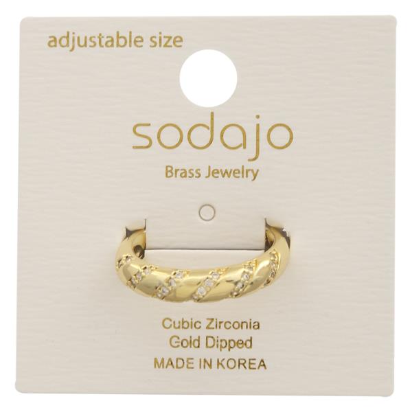 SODAJO TWISTED PATTERN CZ GOLD DIPPED ADJUSTABLE RING