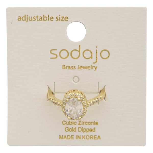 SODAJO OVAL CZ GOLD DIPPED ADJUSTABLE RING