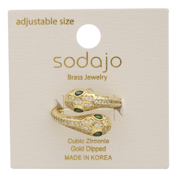 SODAJO SNAKE DESIGN CZ GOLD DIPPED ADJUSTABLE RING