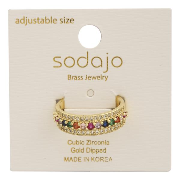 SODAJO MULTI COLOR CZ GOLD DIPPED ADJUSTABLE RING
