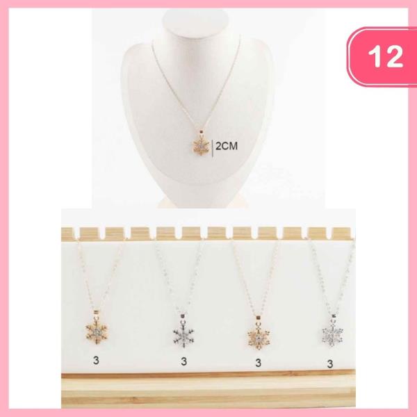 CHRISTMAS SNOWFLAKE PENDANT NECKLACE (12 UNITS)