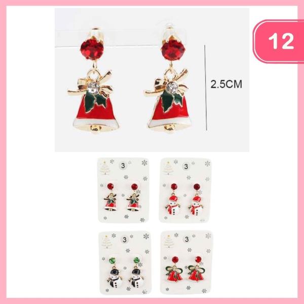 CHRISTMAS DANGLE EARRINGS (12 UNITS)