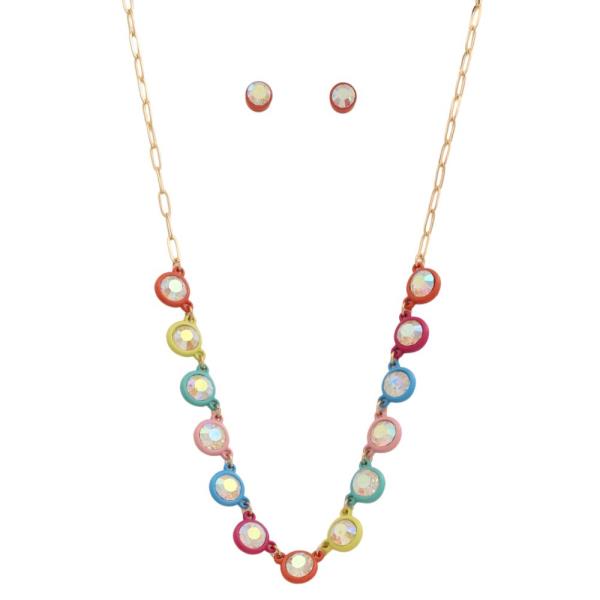 CRYSTAL STONE NECKLACE EARRING SET
