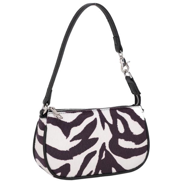 ZEBRA ANIMAL TEXTURED SHOULDER BAG