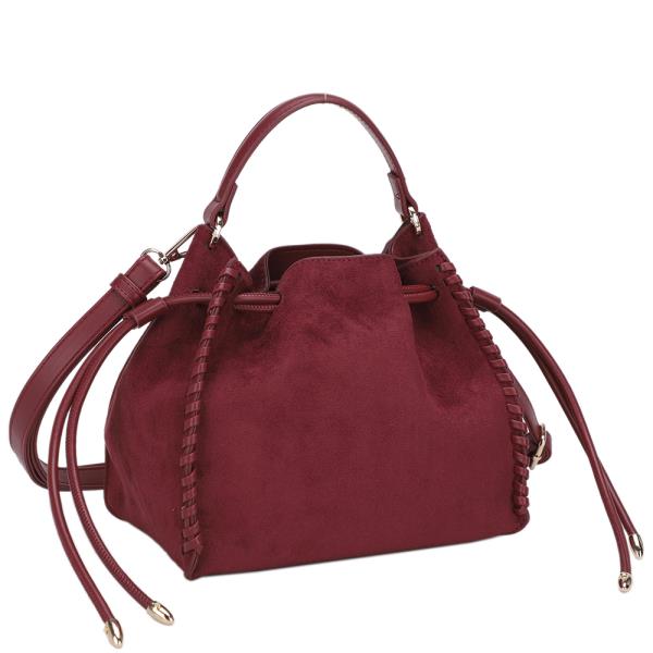STYLISH SUEDE DRAWSTRING BUCKET BAG