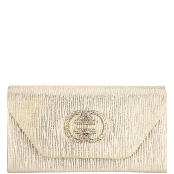 RHINESTONE FRONT DESIGN TEXTURED EVENING CLUTCH BAG