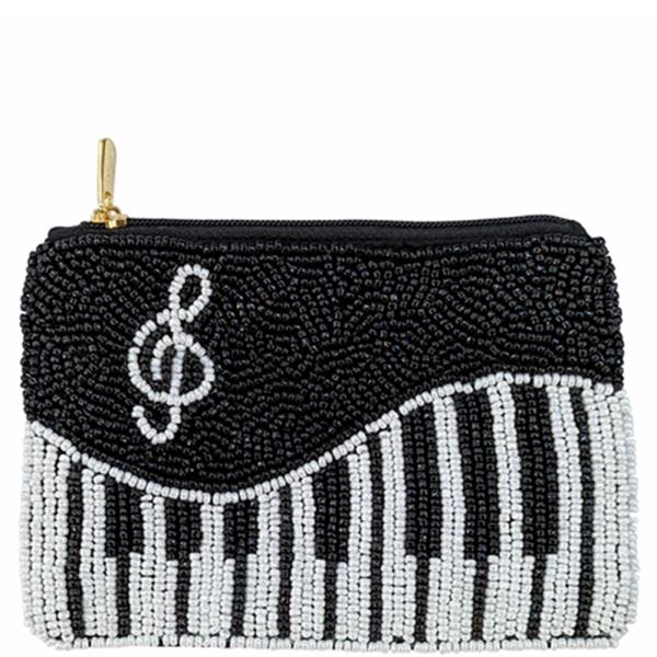 SEED BEAD PIANO KEY COIN PURSE BAG