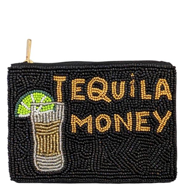 SEED BEAD TEQUILA MONEY COIN PURSE BAG