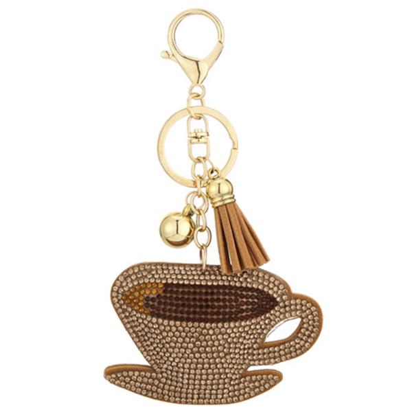 CUP OF COFFEE RHINESTONE KEYCHAIN
