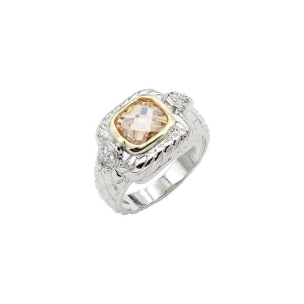 TWO TONE PLATED TOAPZ CZ RING
