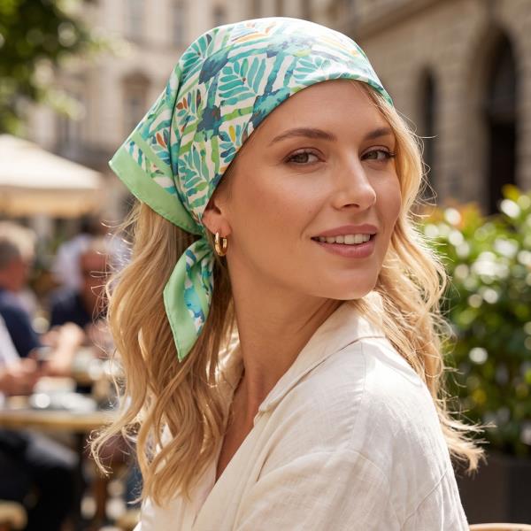 WATERCOLOR TROPICAL LEAF PRINT BANDANA
