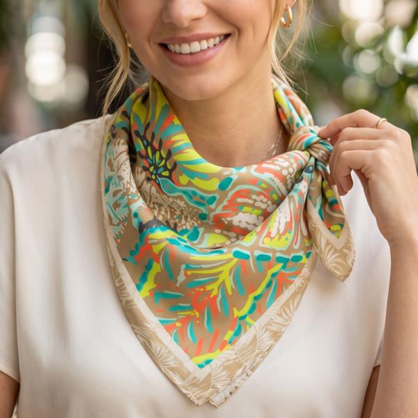 WATERCOLOR TROPICAL LEAF PRINT BANDANA.