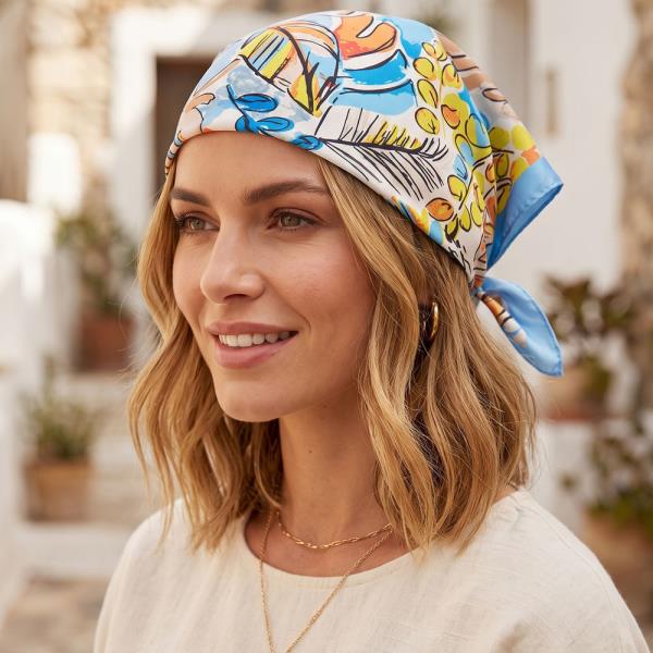 WATERCOLOR TROPICAL LEAF PRINT BANDANA