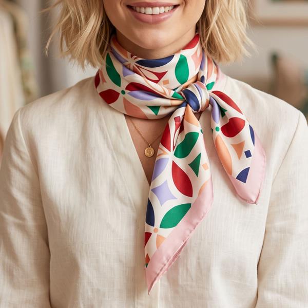 GEOMETRIC PETAL PRINT MULTICOLOR PRINT BANDANA