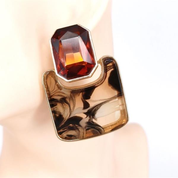 RESIN STONE RECTANGLE STUD EARRING
