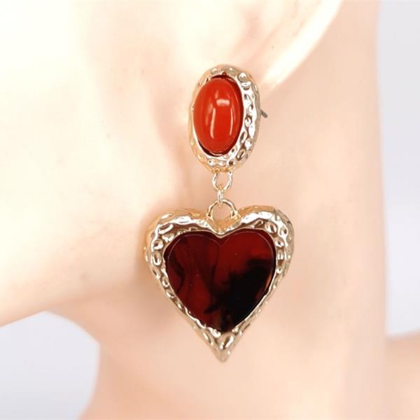 RESIN HEART DROP EARRING