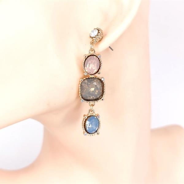 MULTI STONE LINEAR DROP EARRING